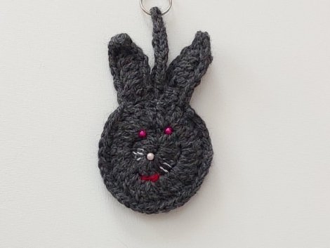 Grey bunny crochet keychain Price-15 US �