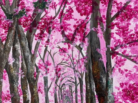 Title-Cherry blossoms Size-39x26 Inches Medium-Acrylic Paints Price- 2500 US �